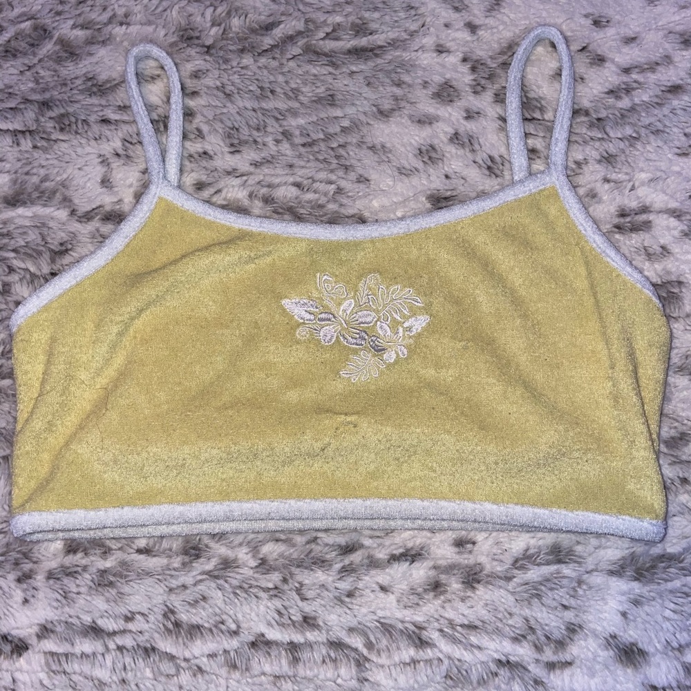 Floral Embroidery Contrast Trim Cami Top